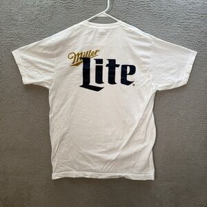 Miller Lite Beer Shirt Adult Large White College Party Bartender Tailgate Mens